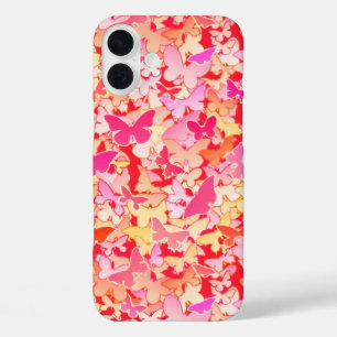 Butterflies, pink, peach, coral iPhone 16 plus case
