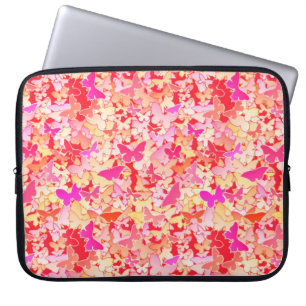 Butterflies, pink, peach, coral laptop sleeve
