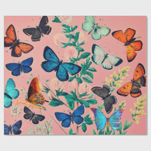 BUTTERFLIES PINK WRAPPING PAPER