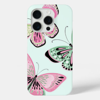 Butterflies Pinks and Greens iPhone 15 Pro Case