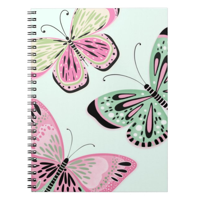 Butterflies Pinks and Greens Notebook (Front)