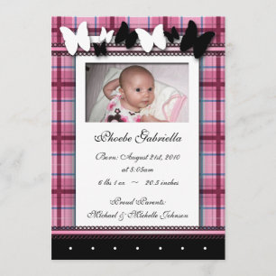 Butterflies & Plaid Birth Announcements