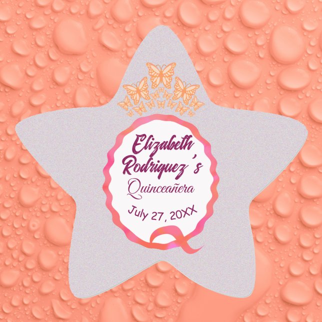 Butterflies Princess Tiara Crown Party Fifteenth Star Sticker (Creator Uploaded)