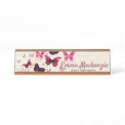 Butterflies Purple Desk Name Plate Station Sign