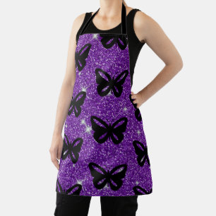 Butterflies Purple Glitter Fly Insect Animals Apron