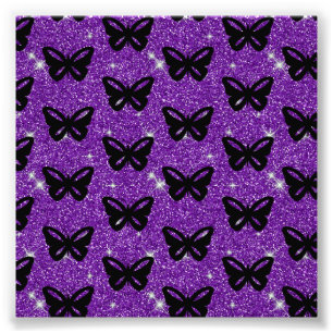 Butterflies Purple Glitter Fly Insect Animals Photo Print