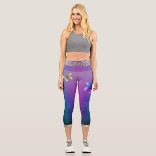 Butterflies & Purple High Waisted Capris