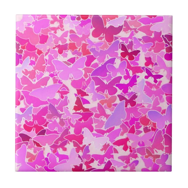 Butterflies, purple, lavender, pink tile (Front)