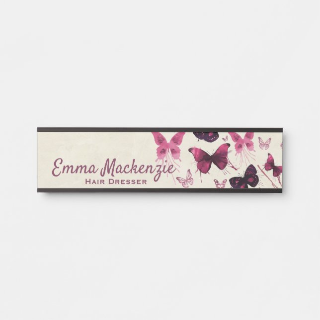 Butterflies Purple Office Door Sign (Front)