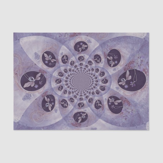 Butterflies Purple Vintage Abstract Hippie Boho Tissue Paper (Front)
