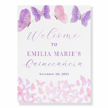 Butterflies Quinceañera 15th Birthday Party Sign