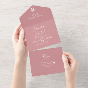 Butterflies Rose Earthy Wedding All In One Invitation