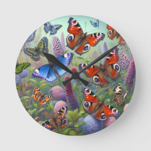 Butterflies Round Clock