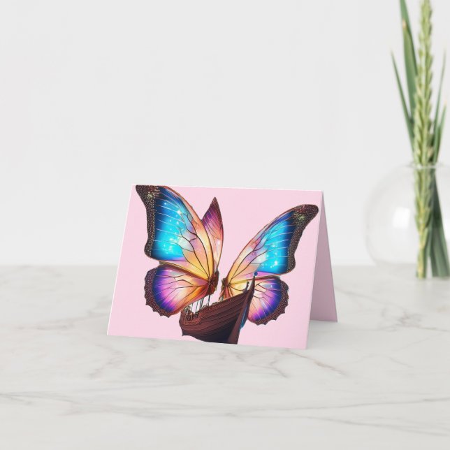 Butterflies Sailing Boat  Card (Front)