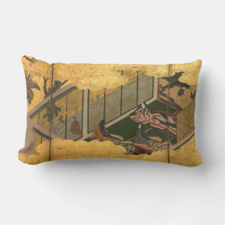 Butterflies Scene from The Tale of Genji Lumbar Cushion