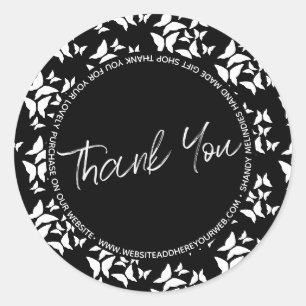 Butterflies Script Business Thank You  Classic Round Sticker