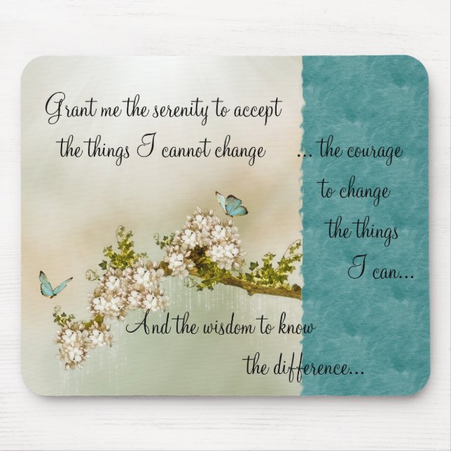 Butterflies Serenity Prayer Mousepad ~teal (Front)
