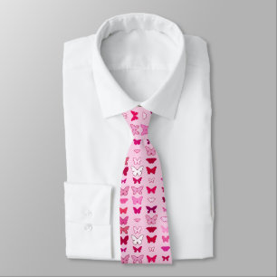 Butterflies, shades of pink and fuchsia tie