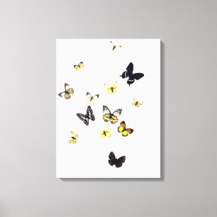 Butterflies shot on white canvas print