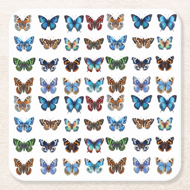 Butterflies Square Paper Coaster (Front)