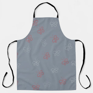 Butterflies Stars Sage Dusty Blue Apron