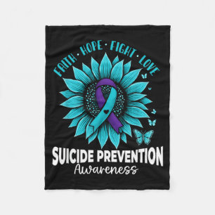 Butterflies Sunflower Suicide Prevention Awareness Fleece Blanket