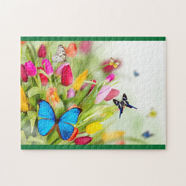 Butterflies & tulips puzzle (Horizontal)