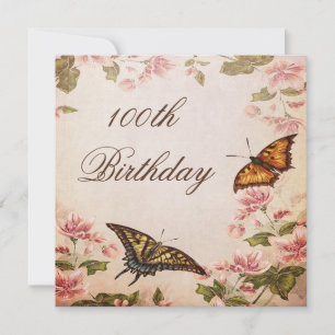Butterflies & Vintage Almond Blossom 100th Invitation
