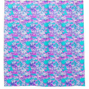 Butterflies, violet and turquoise shower curtain