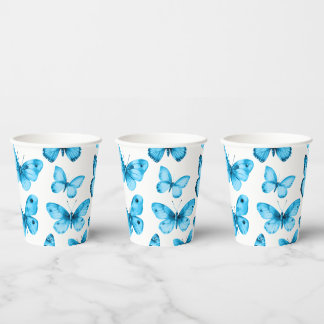 Butterflies Watercolor Bday Bridal Baby Shower  Paper Cups