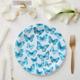 Butterflies Watercolor Bday Bridal Baby Shower Paper Plate