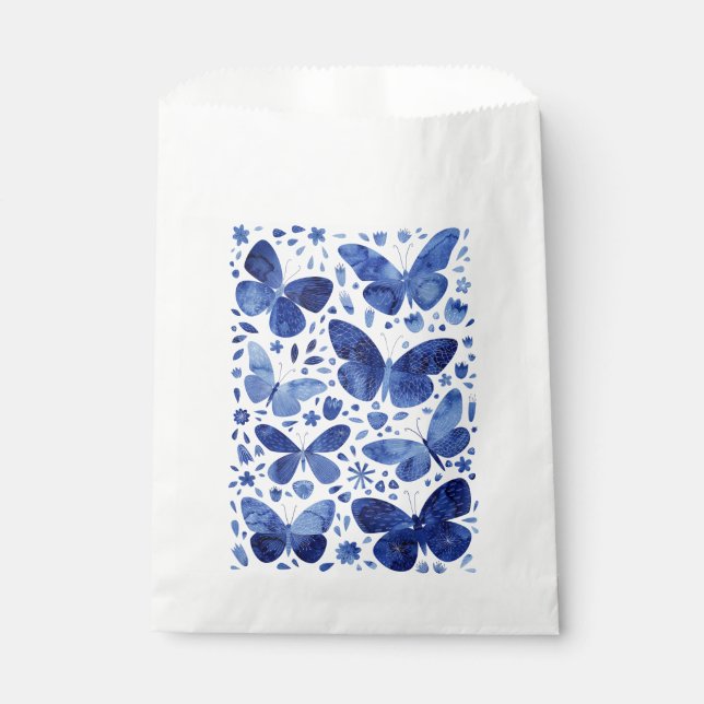 Butterflies Watercolor Blue Favour Bags (Front)