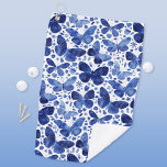 Butterflies Watercolor Blue Golf Towel<br><div class="desc">Indigo blue watercolor butterfly painting.</div>