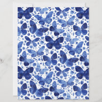 Butterflies Watercolor Blue Scrapbook Paper