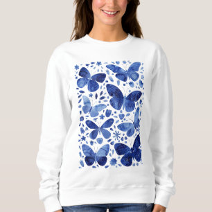 Butterflies Watercolor Blue Sweatshirt