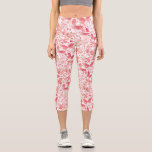 Butterflies Watercolor Coral Pink Capri Leggings<br><div class="desc">Coral pink and white watercolor butterfly painting.</div>