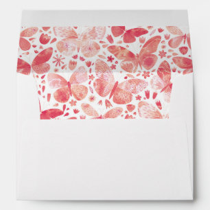 Butterflies Watercolor Coral Pink Envelope