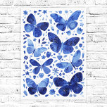 Butterflies Watercolor Indigo Blue Canvas Print<br><div class="desc">Indigo blue and white watercolor butterfly painting.</div>
