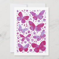 Butterflies Watercolor Magenta Pink Greetings Card
