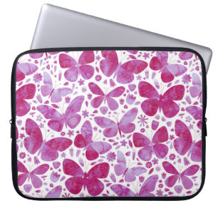 Butterflies Watercolor Magenta Pink Laptop Sleeve