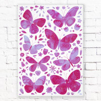 Butterflies Watercolor Magenta Pink Photo Print