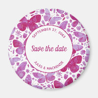 Butterflies Watercolor Magenta Pink Save the Date