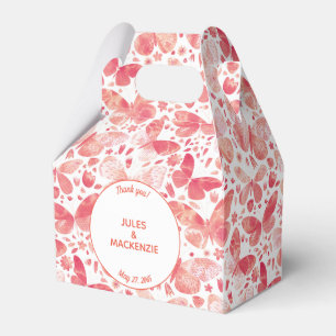 Butterflies Watercolor Modern Boho Coral Pink Favour Box
