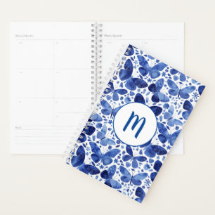 Butterflies Watercolor Monogram Blue Planner