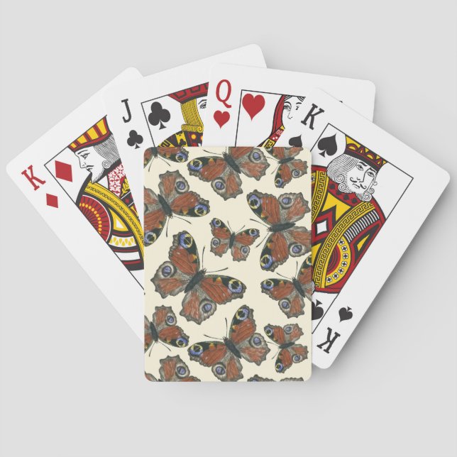 Butterflies watercolor pattern playing cards (Back)