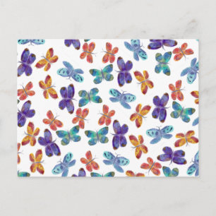 Butterflies Watercolor Pattern Postcard