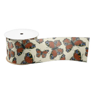 Butterflies watercolor pattern satin ribbon