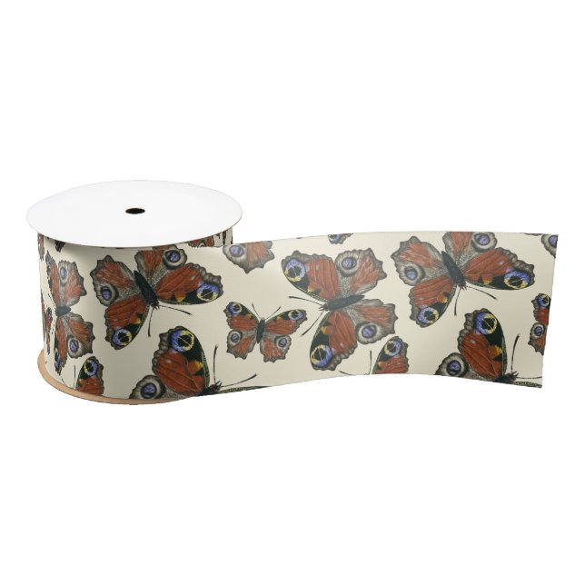 Butterflies watercolor pattern satin ribbon (Spool)