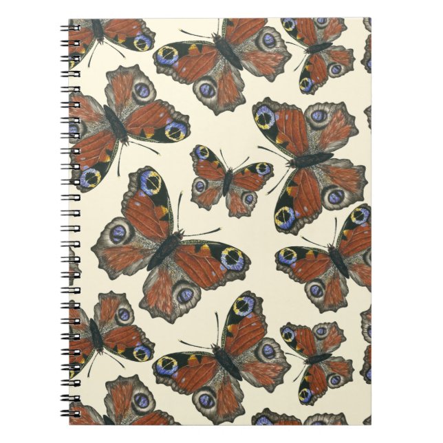 Butterflies watercolor pattern spiral notebook (Front)