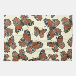 Butterflies watercolor pattern tea towel